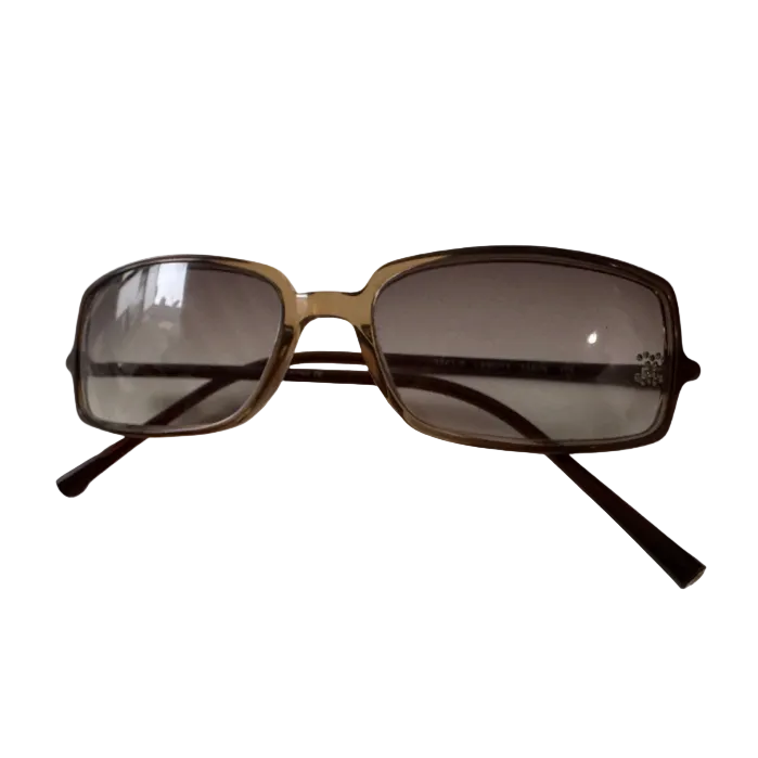 Chanel Brown Rectangle Rhinestone Logo Sunglasses