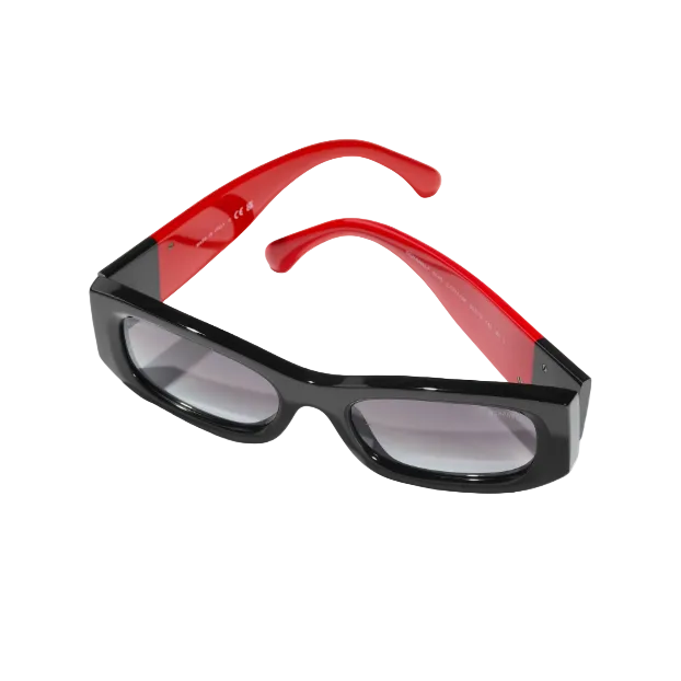 Chanel Rectangle Black & Red Sunglasses