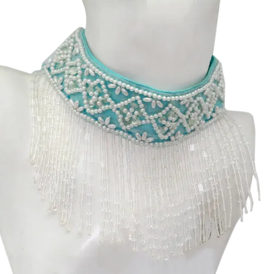 Dolce & Gabbana Blue Beaded Fringe Necklace