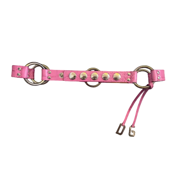 Dolce & Gabbana Pink Crocodile Printed Ring Belt