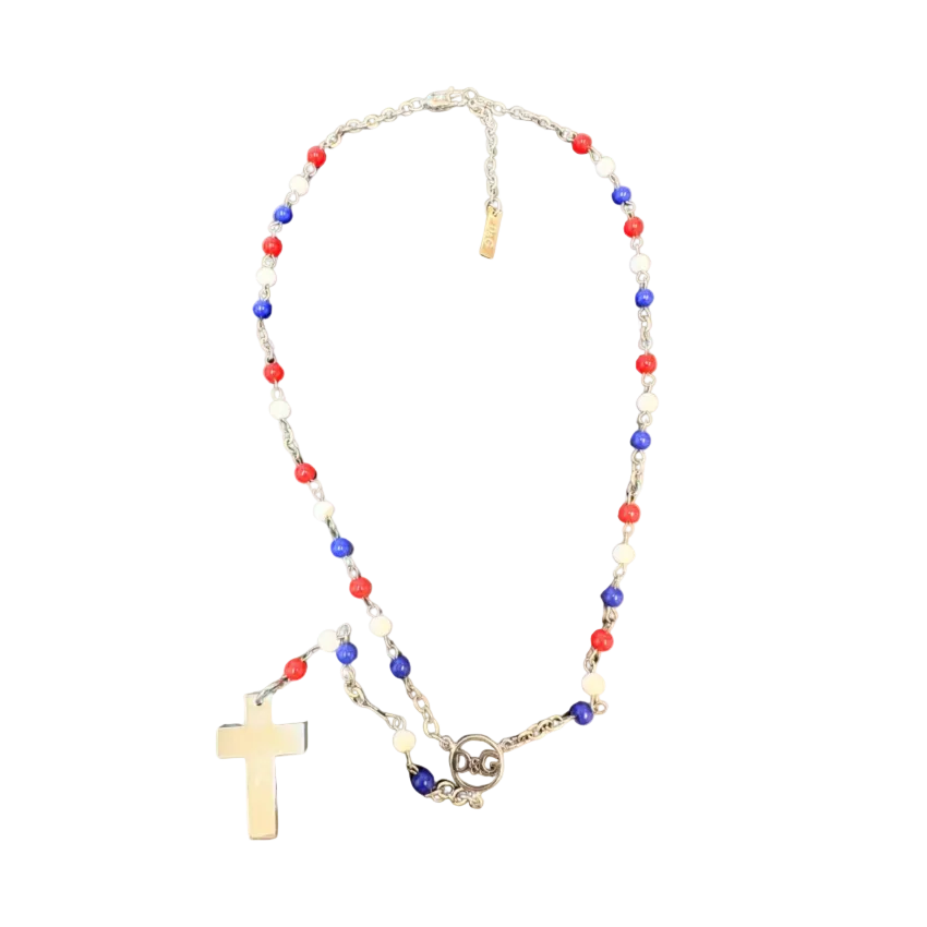 Dolce & Gabbana Patriotic Rosary Drop Necklace