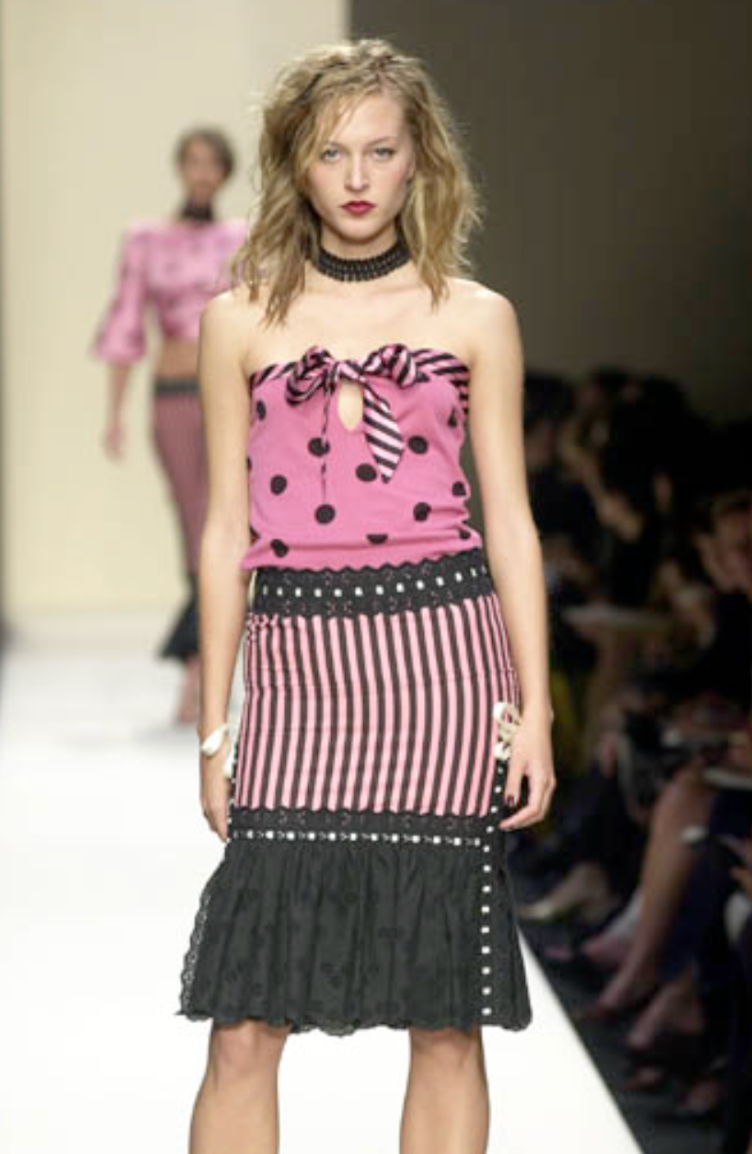 Moschino Pinstripe Lace Ribbon Skirt