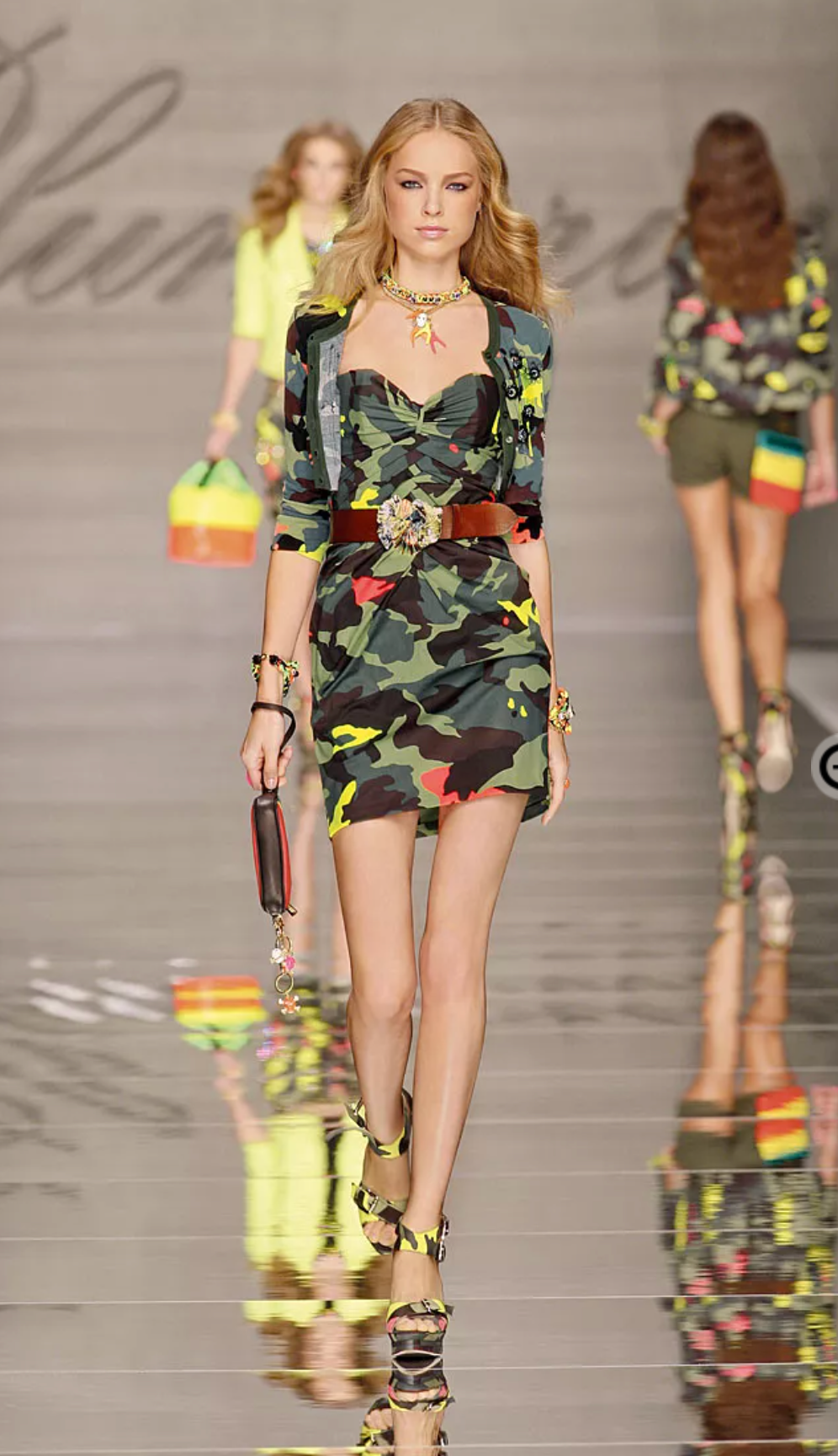 Blumarine Neon Camouflage Mini Corset Dress