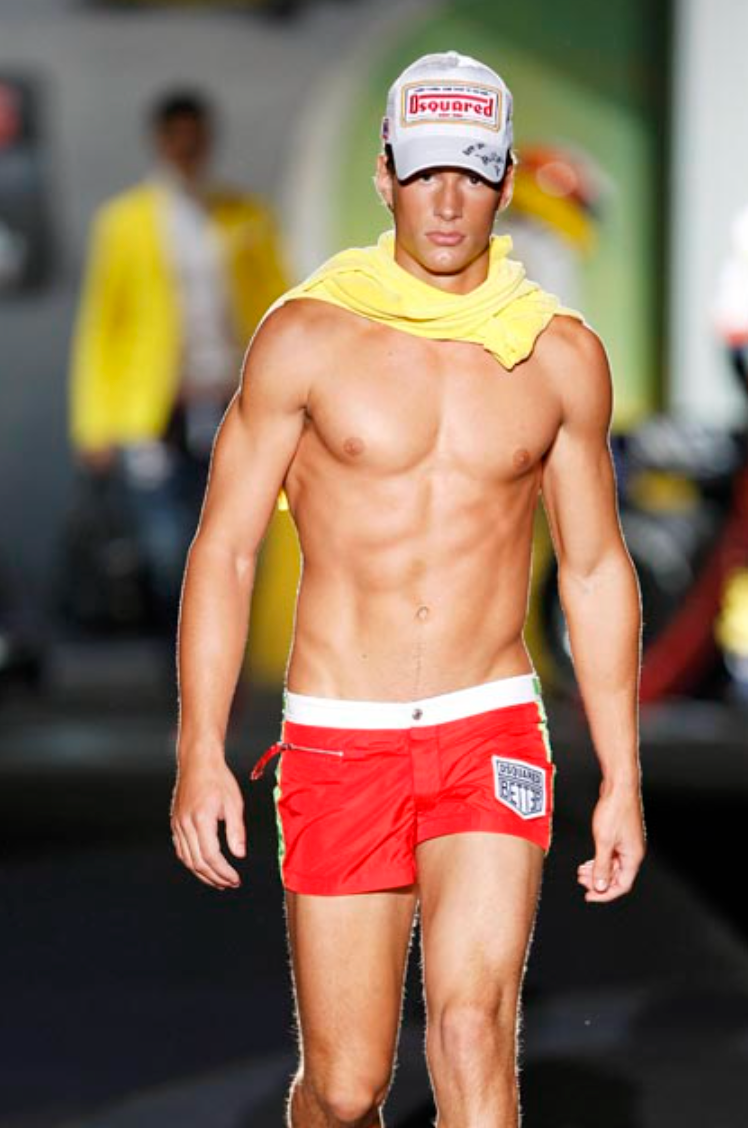 Dsquared² Red and Green Mini Shorts