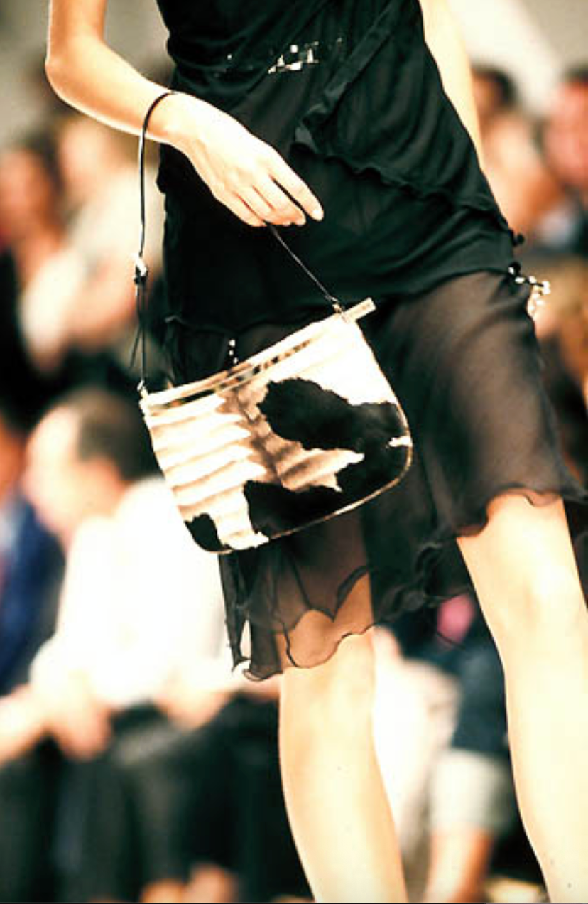 Fendi Mirrored Pony Hair Baguette Bag