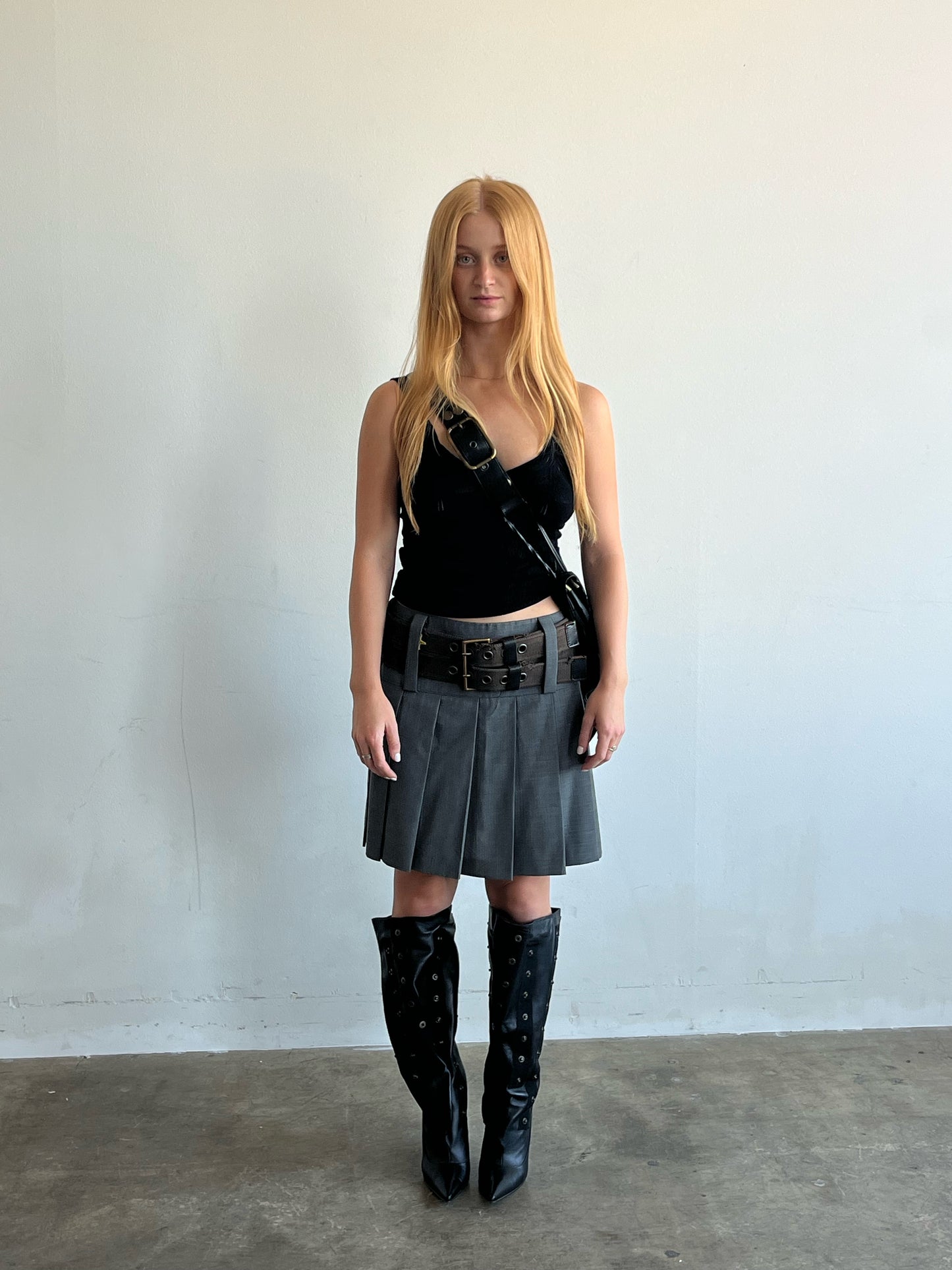 Dolce & Gabbana Thick Belted Pleated Mini Skirt