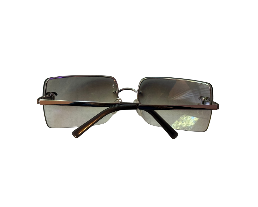 Chanel Clear Rectangle Rhinestone Logo Sunglasses