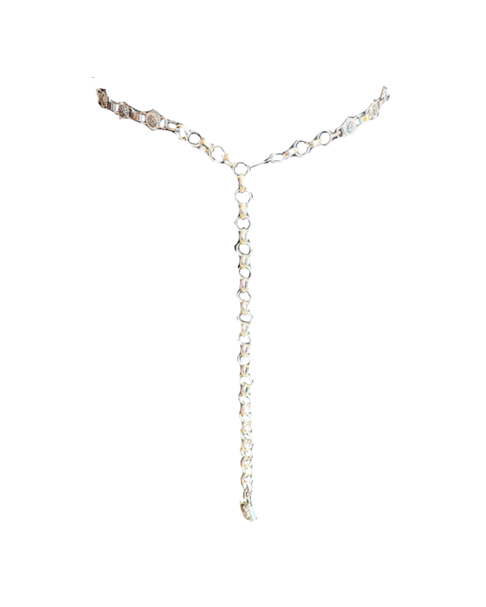 Gianni Versace Silver Rhinestone Chain Belt