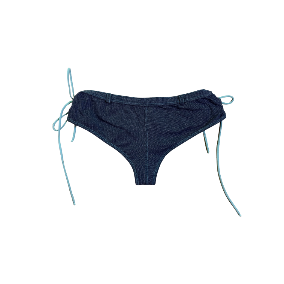 Dolce & Gabbana Micro Mini Lace Up Denim Printed Swim Shorts