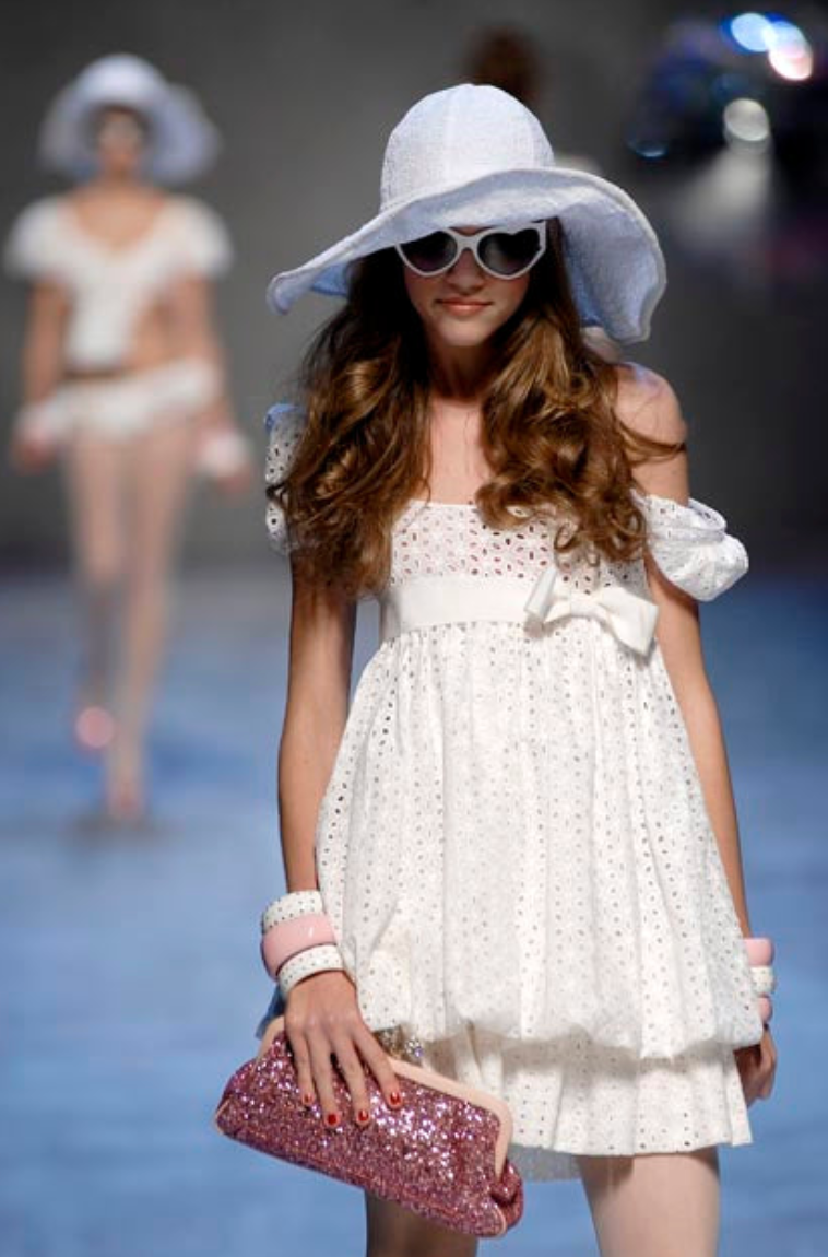 Blugirl White Eyelet Mini Babydoll Dress