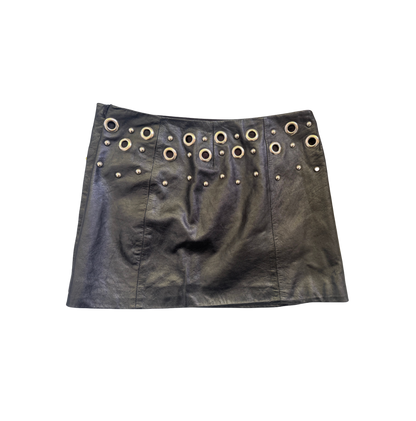Dolce & Gabbana Leather Grommet Mini Skirt