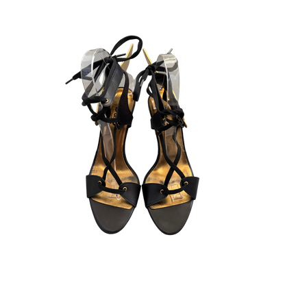 Dolce & Gabbana Gold Metal Winged Lace Up Heels