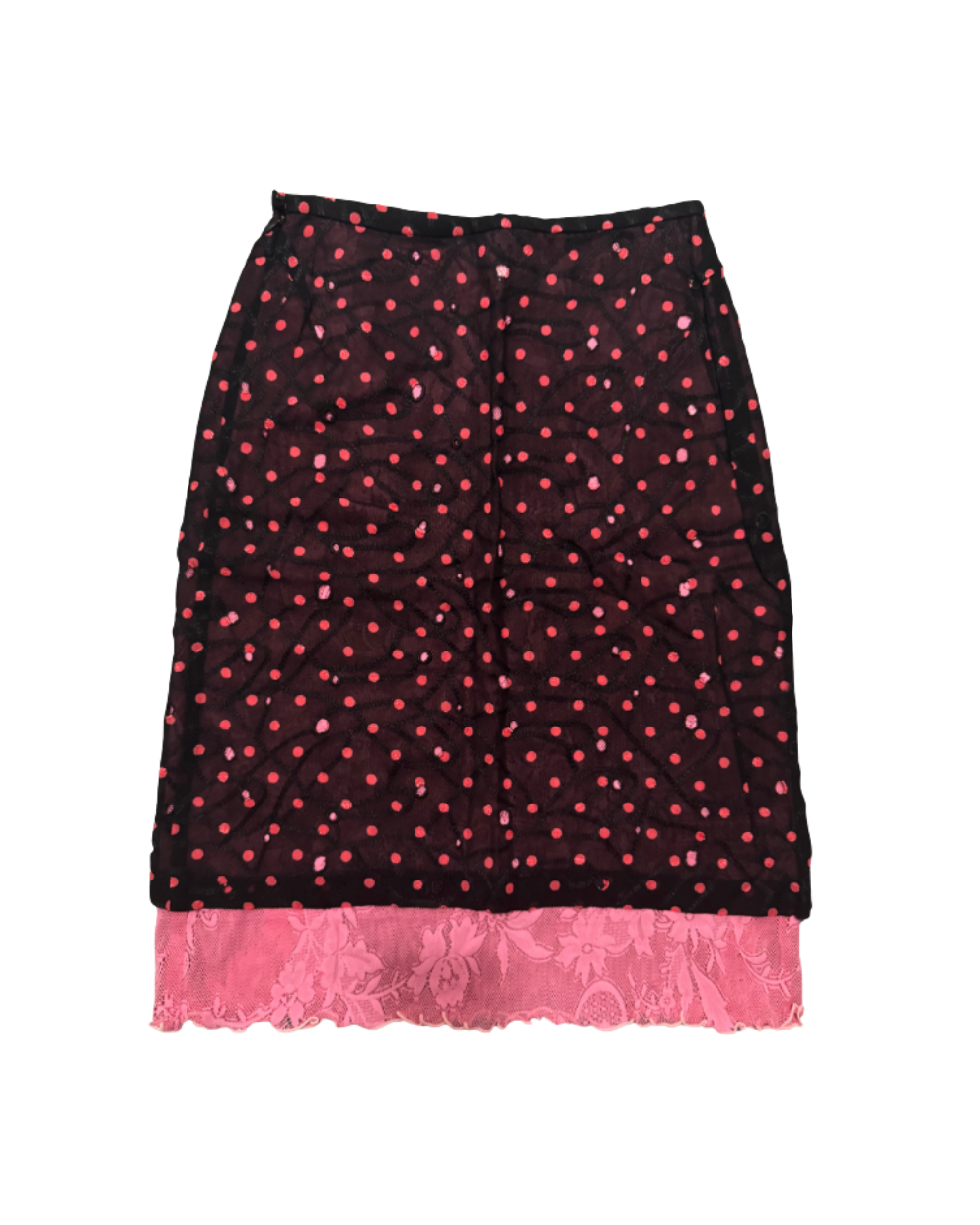 Christian Lacroix Mesh Pink Polka Dot Skirt