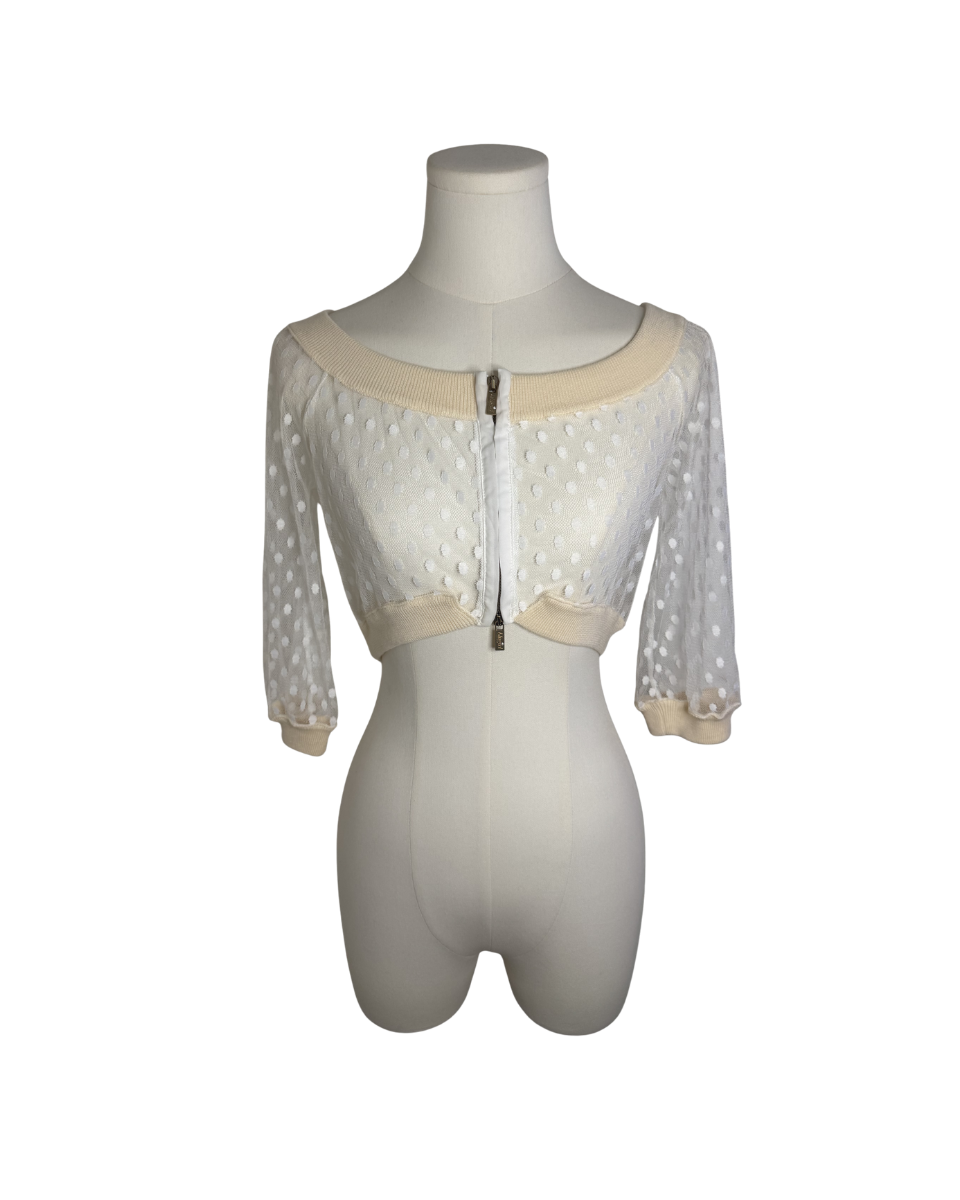 Blugirl by Blumarine White Sheer Polka Dot Crop Top (Copy)