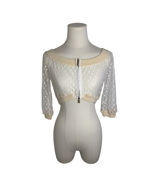 Blugirl by Blumarine White Sheer Polka Dot Crop Top (Copy)
