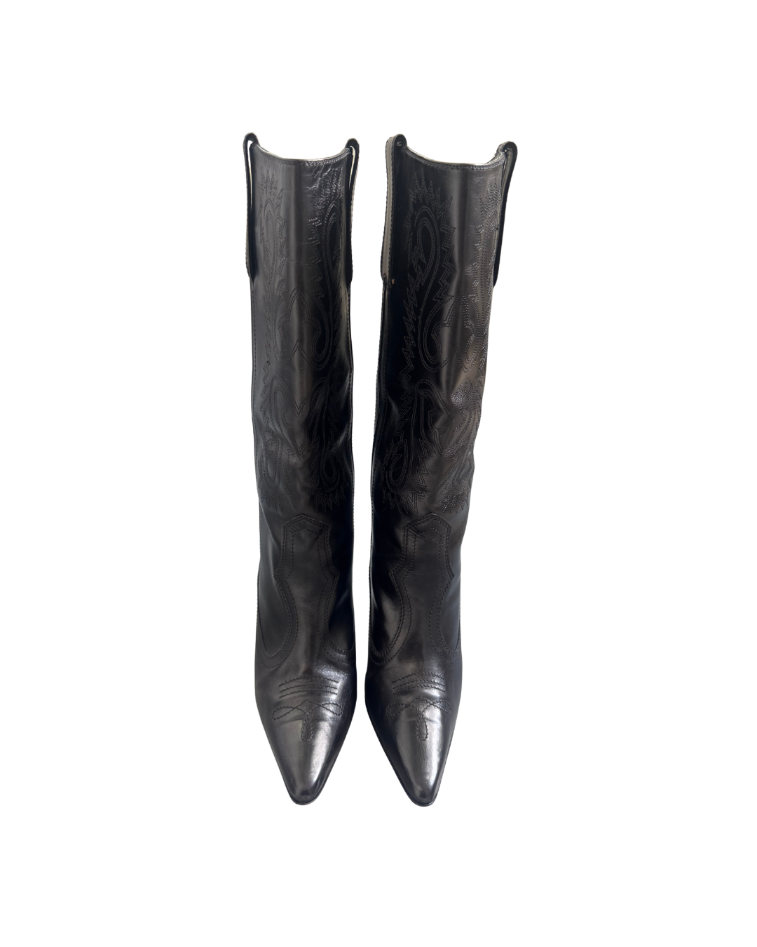 Manolo Blahnik Black Stiletto Cowboy Boots