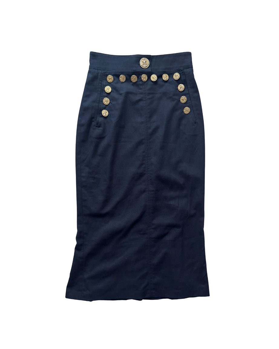 Dolce & Gabbana Navy Sailor Style Midi Skirt