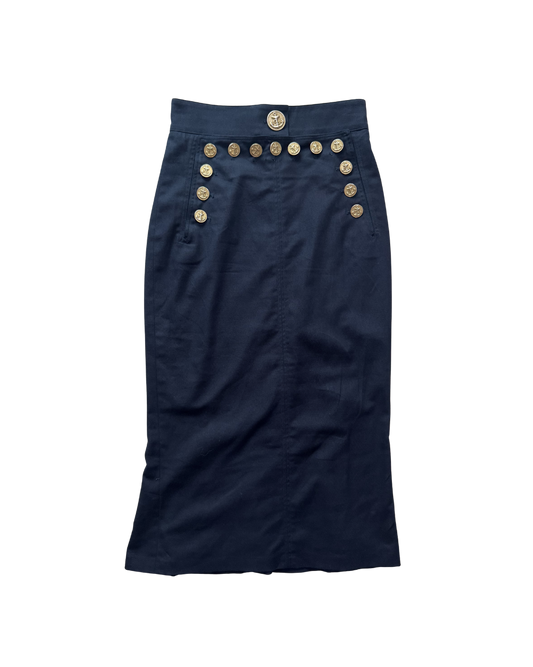 Dolce & Gabbana Navy Sailor Style Midi Skirt
