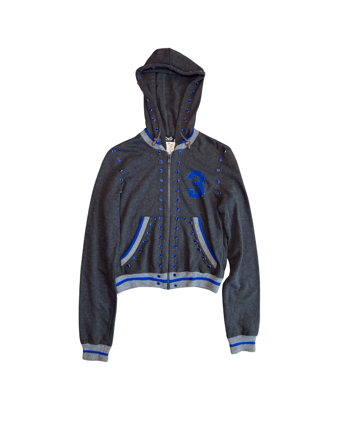 Dolce & Gabbana “3” Bedazzled Zip Up Jacket