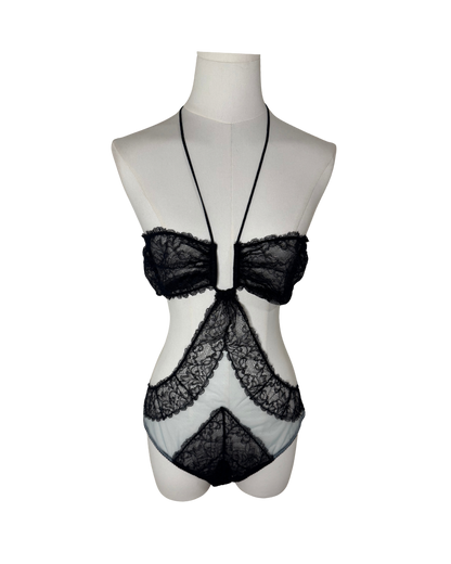 Gucci Sheer Lace Halter Cutout Bodysuit