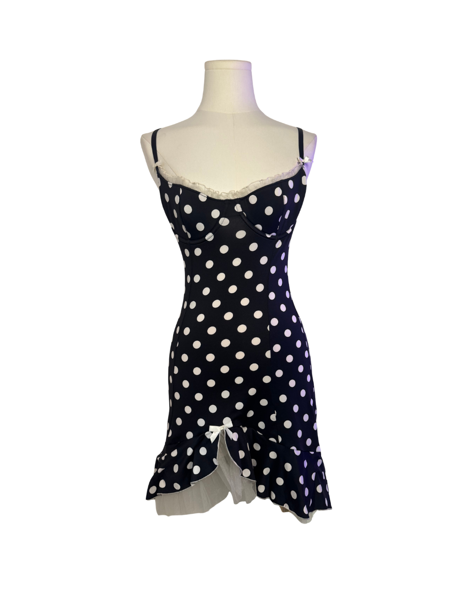 Victoria’s Secret Black Polka Dot Mini Slip Dress