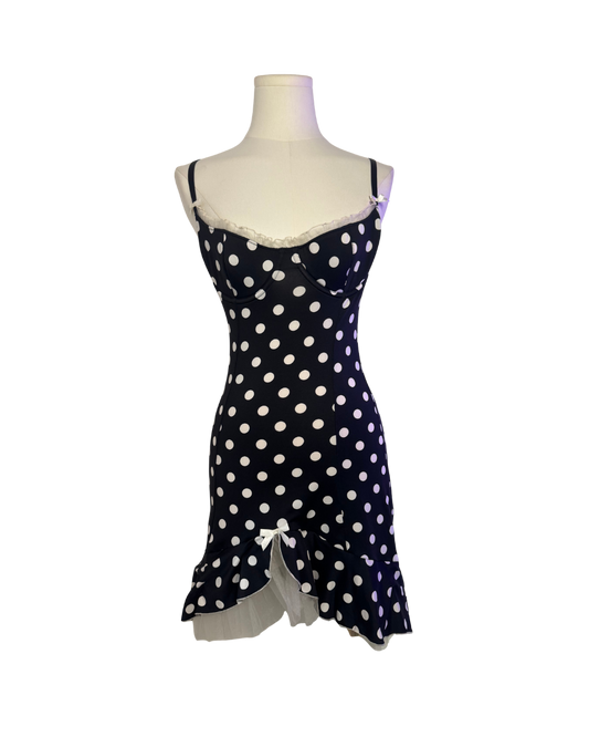 Victoria’s Secret Black Polka Dot Mini Slip Dress