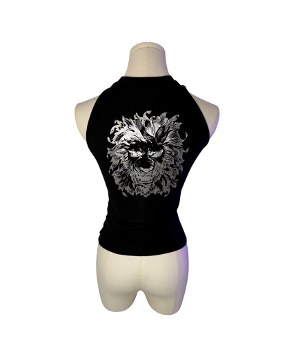 Versace Black Keyhole Cutout Halter Top