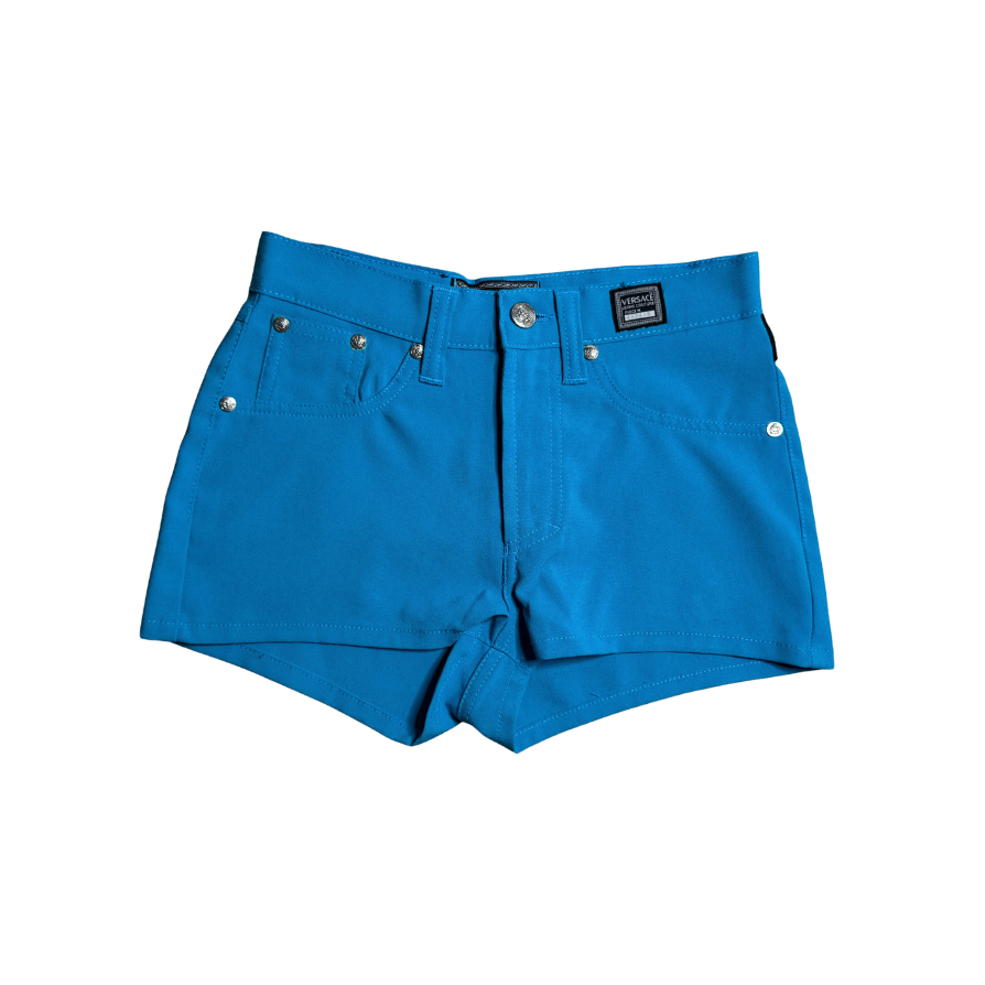 Versace Jeans Couture Blue High-Waisted Mini Shorts