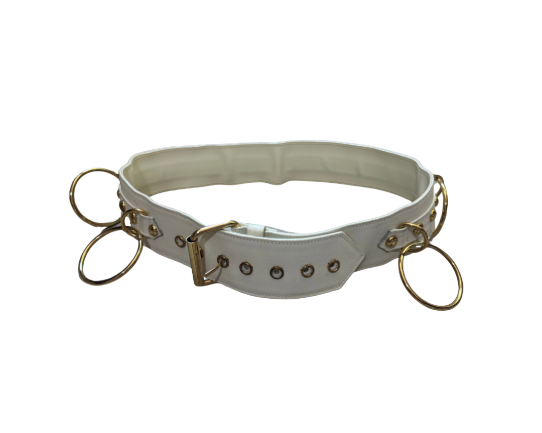 Dolce & Gabbana White Leather Gold Ring Belt