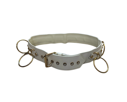 Dolce & Gabbana White Leather Gold Ring Belt