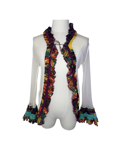 Jean Paul Gaultier Femme White Ruffle Cardigan
