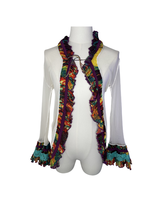 Jean Paul Gaultier Femme White Ruffle Cardigan
