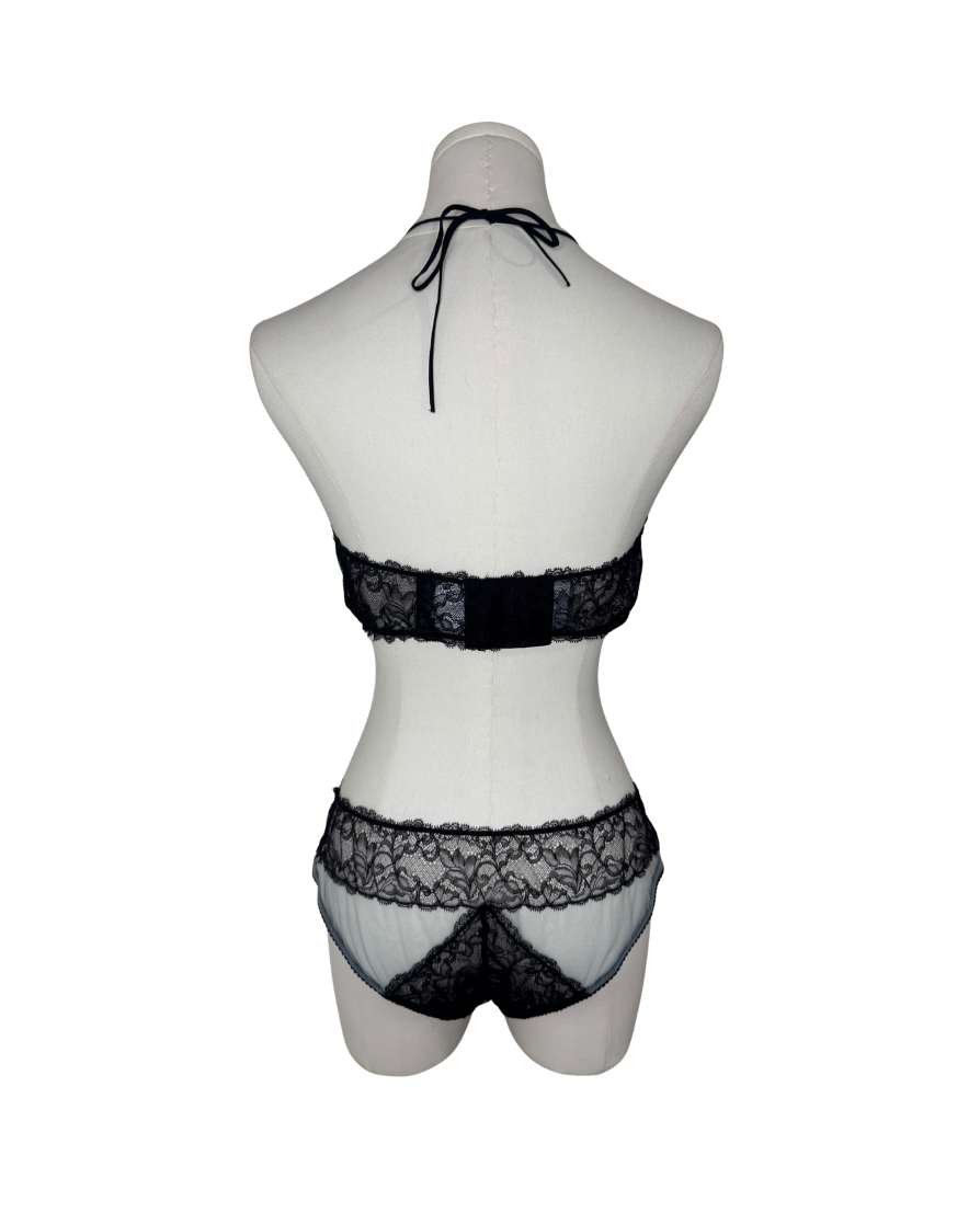Gucci Sheer Lace Halter Cutout Bodysuit