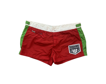 Dsquared² Red and Green Mini Shorts