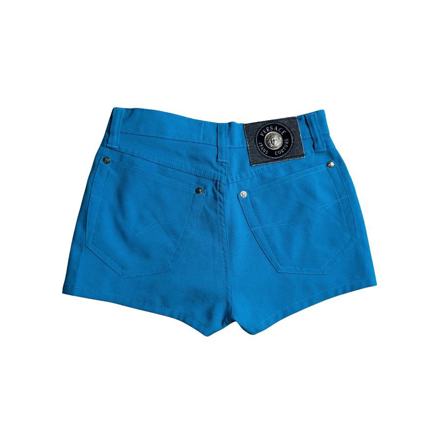 Versace Jeans Couture Blue High-Waisted Mini Shorts