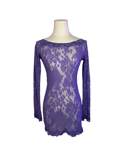 Victoria’s Secret Purple Lace Off-the-Shoulder Long Sleeve Mini Dress