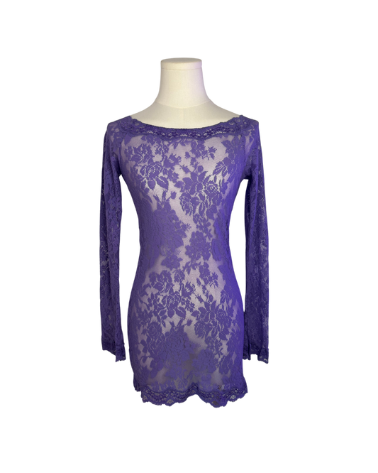 Victoria’s Secret Purple Lace Off-the-Shoulder Long Sleeve Mini Dress