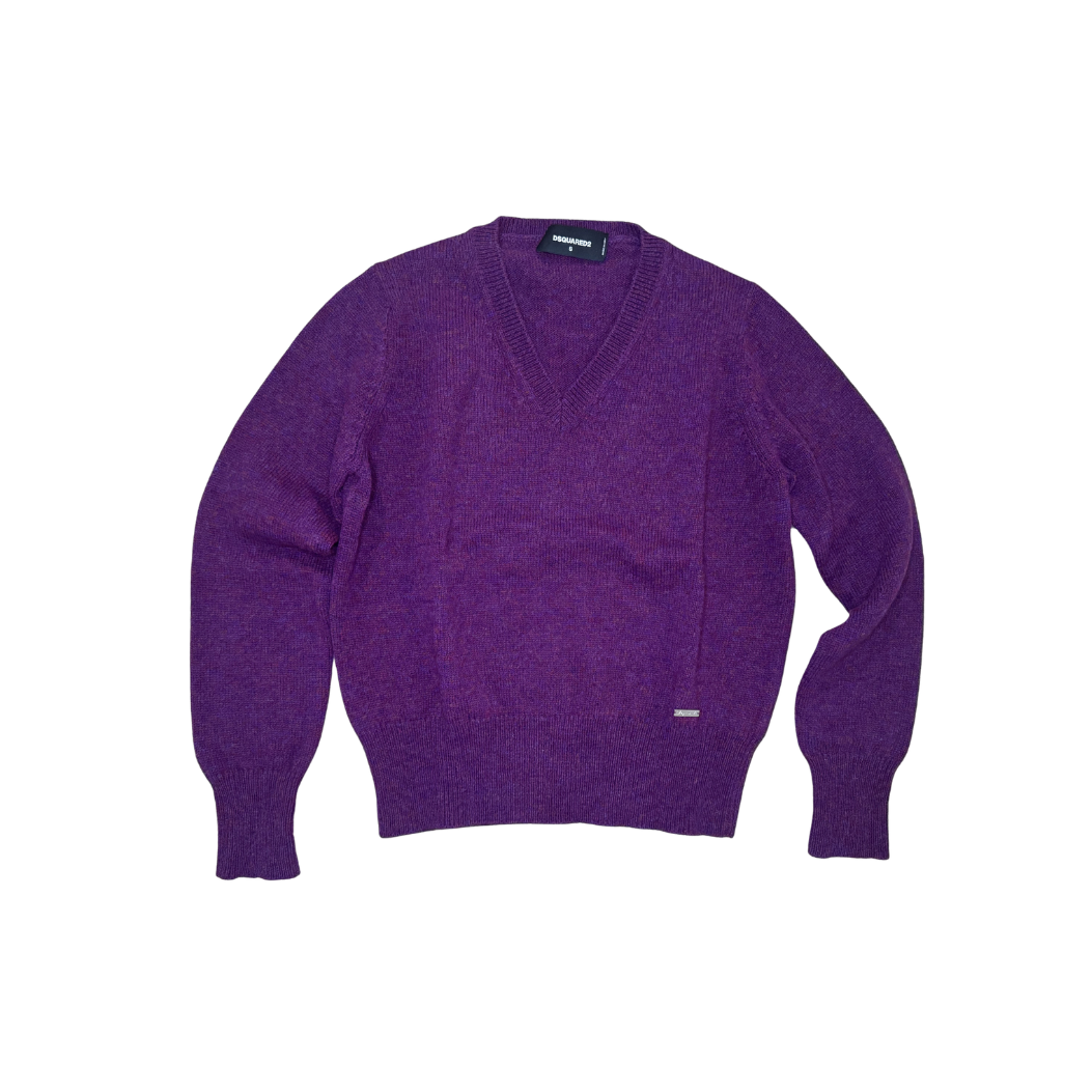 Dsquared² Purple Wool V-Neck Sweater