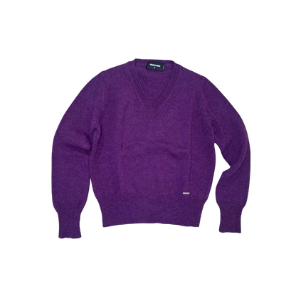 Dsquared² Purple Wool V-Neck Sweater
