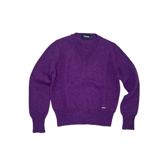Dsquared² Purple Wool V-Neck Sweater