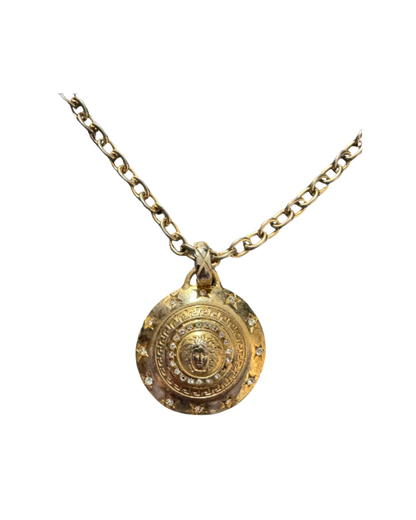 Gianni Versace Gold and Rhinestone Medusa Necklace