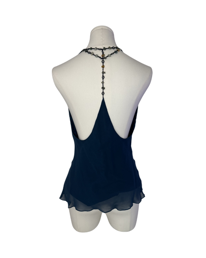 Vintage Teal Beaded Halter Top