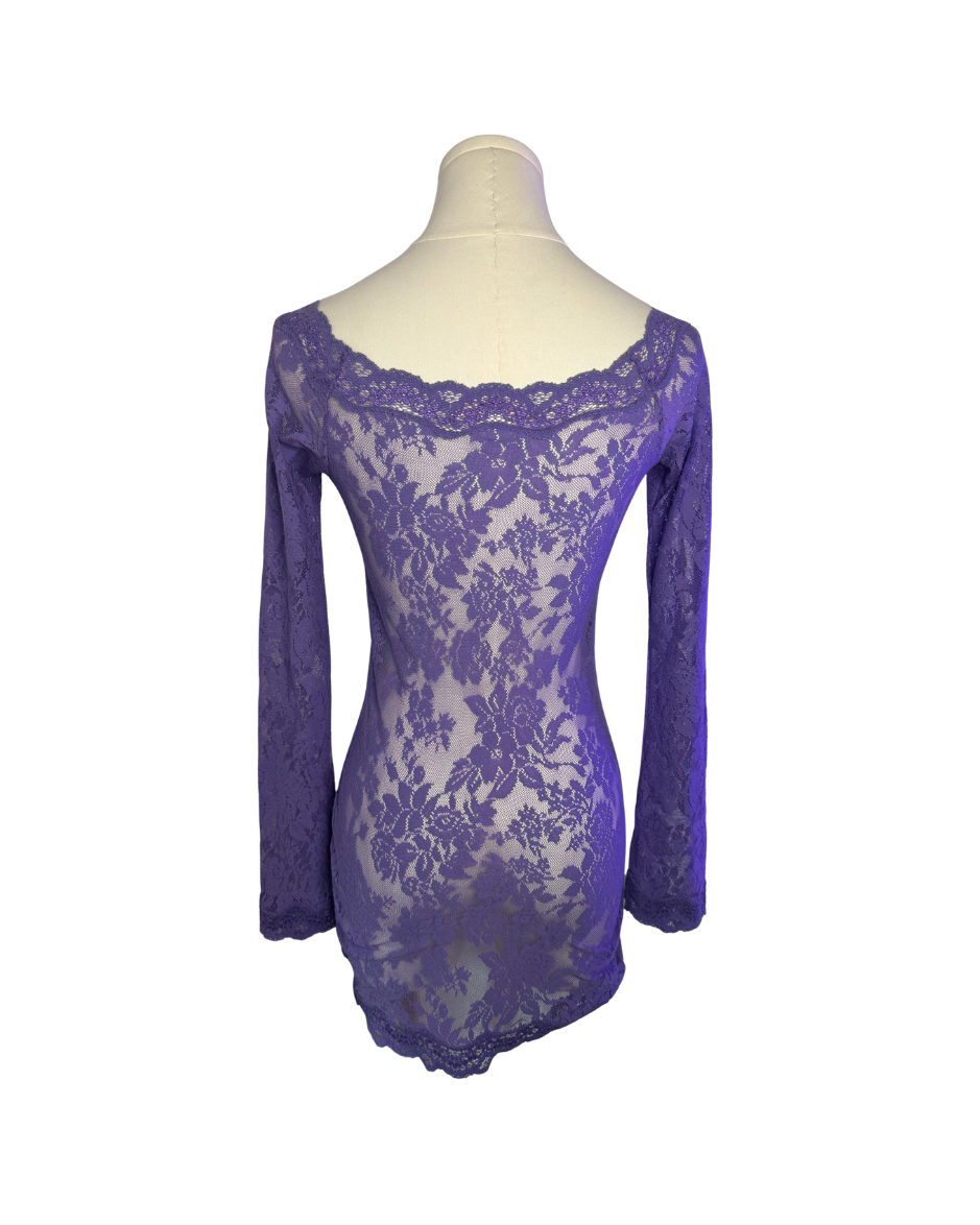 Victoria’s Secret Purple Lace Off-the-Shoulder Long Sleeve Mini Dress