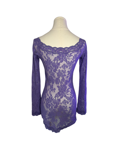 Victoria’s Secret Purple Lace Off-the-Shoulder Long Sleeve Mini Dress