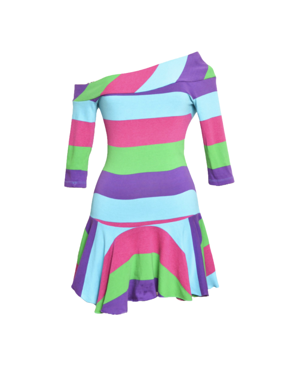 Versus Versace Candy Striped Asymmetrical Mini Dress