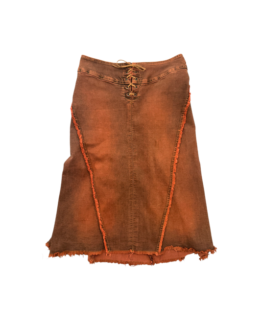 Plein Sud Rust Orange Denim Skirt