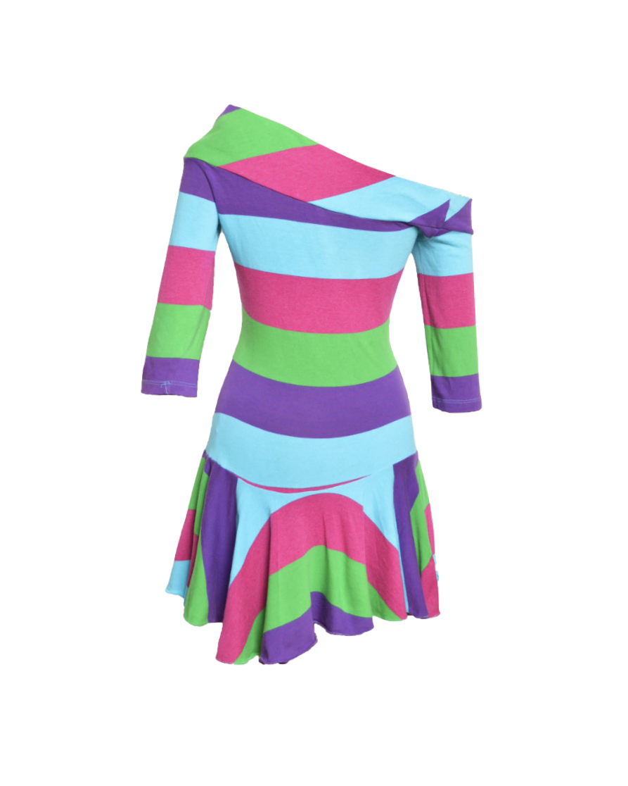 Versus Versace Candy Striped Asymmetrical Mini Dress