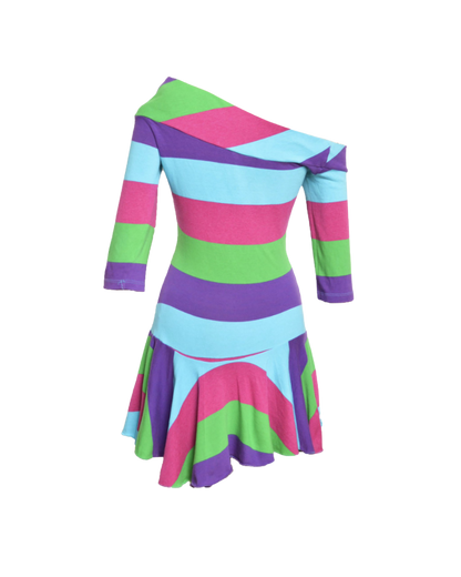 Versus Versace Candy Striped Asymmetrical Mini Dress