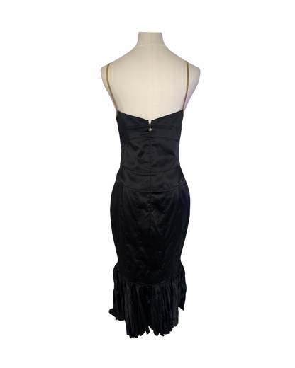 Just Cavalli Satin Black Bustier Ruffle Dress