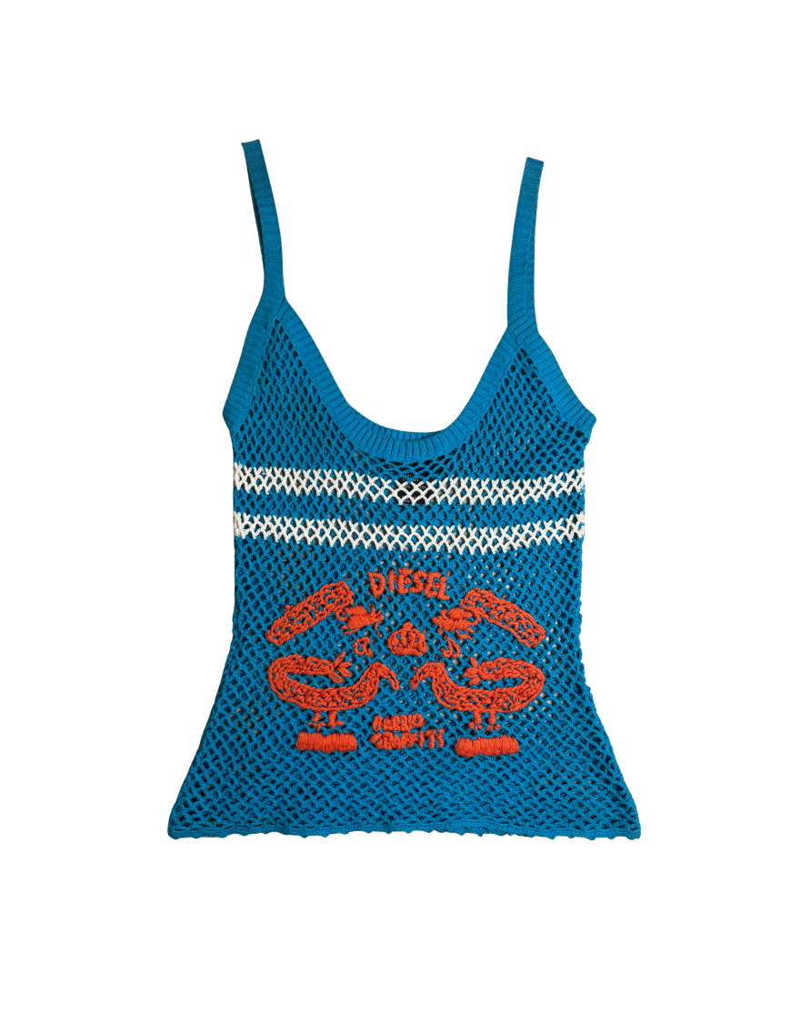 Diesel Blue Fishnet Tank Top